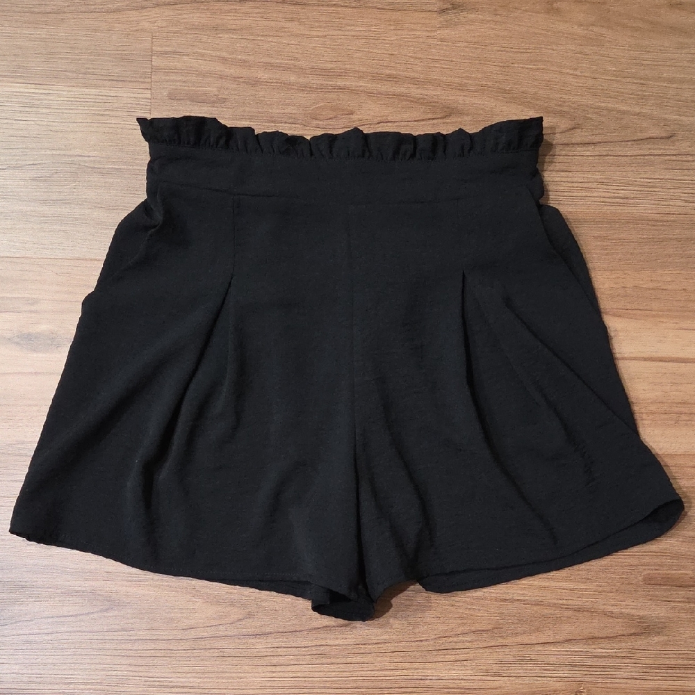 Love High-Waist Black Paperbag Shorts